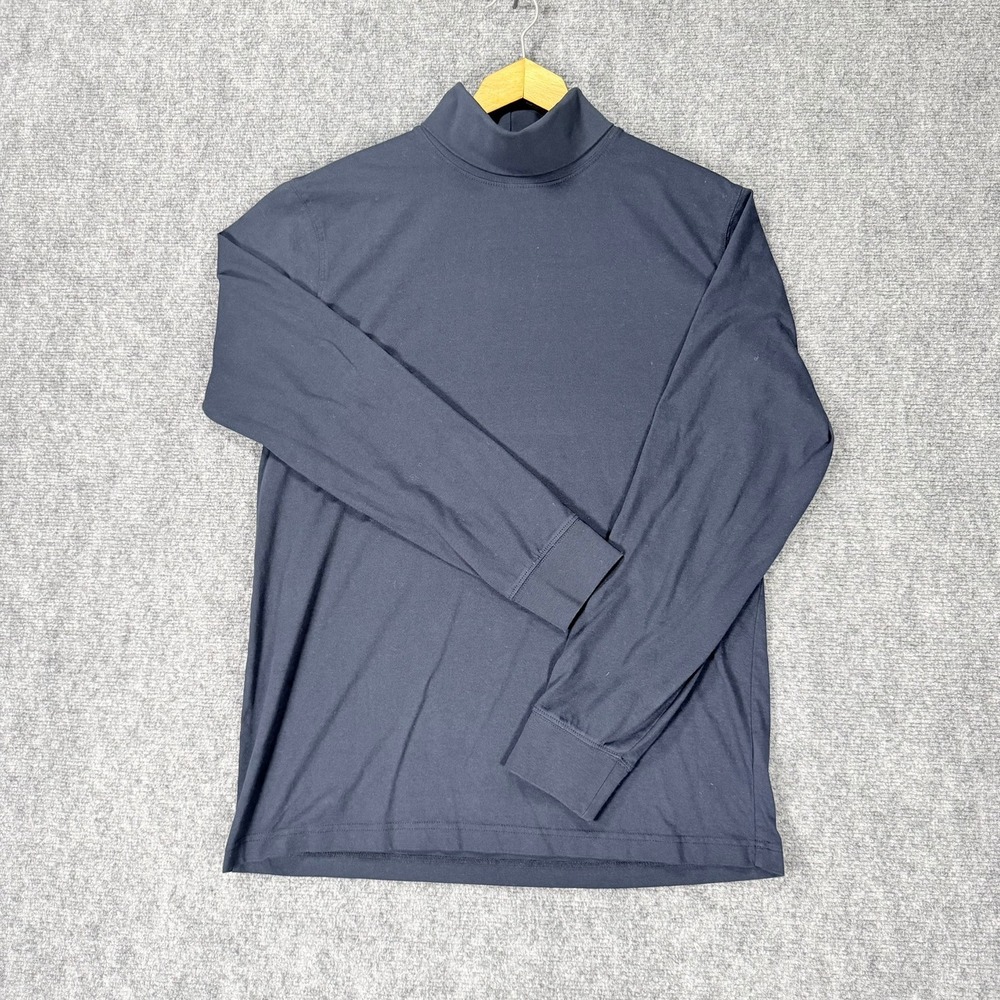 L.L.Bean Carefree Unshrinkable Men's Medium Navy Cotton Turtleneck Shirt